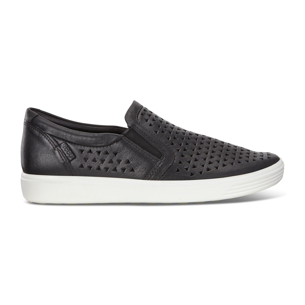 ECCO Womens Slip-On Black - Soft 7 Sneakers - GIE-704956